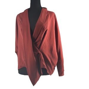 Stine Goya blouse asymmetrical brown copper minimalist artsy  luxury sz m/l